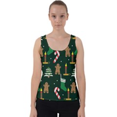 Pattern Christmas Gift Velvet Tank Top by uniart180623