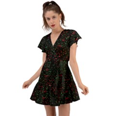 Confetti Star Dot Christmas Flutter Sleeve Wrap Dress by uniart180623