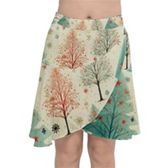 Christmas Tree Chiffon Wrap Front Skirt