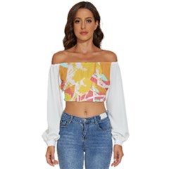 Birds Illustration T- Shirtbird T- Shirt (4) Long Sleeve Crinkled Weave Crop Top