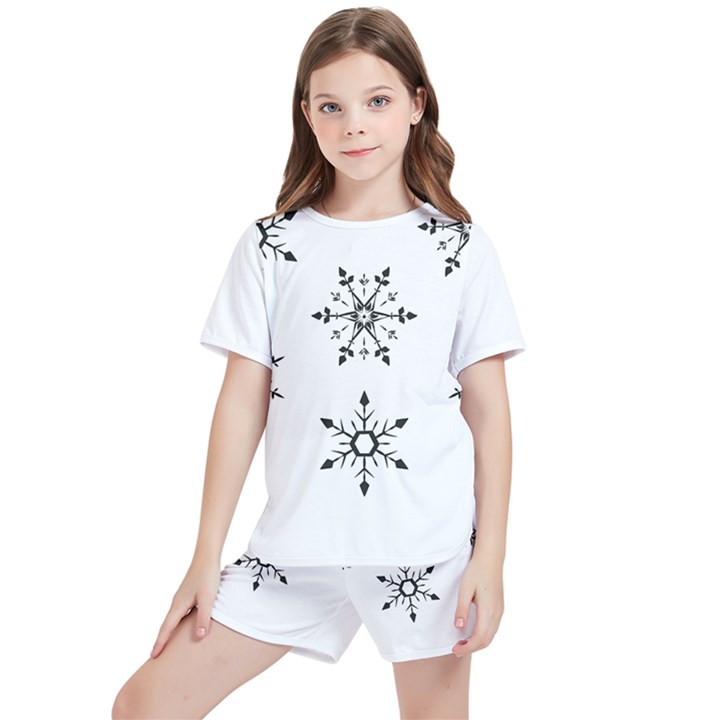 Black And White Pattern T- Shirt Black And White Pattern 12 Kids  T-Shirt And Sports Shorts Set