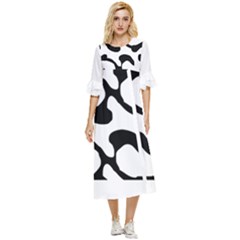 Black And White Swirl Pattern T- Shirt Black And White Swirl Pattern T- Shirt Double Cuff Midi Dress by EnriqueJohnson