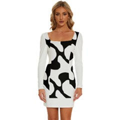 Black And White Swirl Pattern T- Shirt Black And White Swirl Pattern T- Shirt Long Sleeve Square Neck Bodycon Velvet Dress by EnriqueJohnson