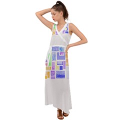 Blocks T- Shirt Blockage Abstract Art 2 T- Shirt V-neck Chiffon Maxi Dress by EnriqueJohnson