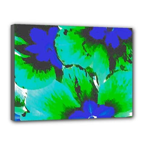 Blue T- Shirt Blue Flower Of Happiness Canvas 16  X 12  (stretched) by EnriqueJohnson