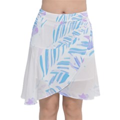 Blue T- Shirt Blue Tropical Pattern T- Shirt Chiffon Wrap Front Skirt