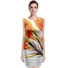 Boho Fire Feather Pattern T- Shirt Boho Fire Feather Pattern T- Shirt Sleeveless Velvet Midi Dress