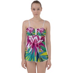 Botanical T- Shirt Botanical Beautiful Flowers T- Shirt Babydoll Tankini Set