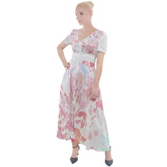 Botanical T- Shirt Botanical Charming Bridal Flowers T- Shirt Button Up Short Sleeve Maxi Dress