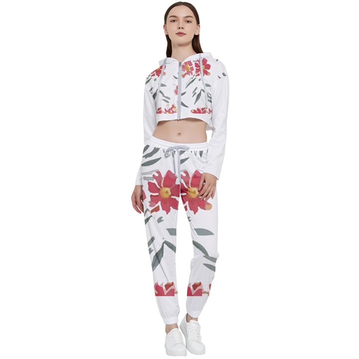 Botanical T- Shirt Botanical Graceful Chag T- Shirt Cropped Zip Up Lounge Set