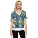 Botanical T- Shirt Botanical Majestic Unloading T- Shirt Bow Sleeve Button Up Top View1