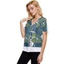 Botanical T- Shirt Botanical Majestic Unloading T- Shirt Bow Sleeve Button Up Top View2