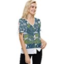 Botanical T- Shirt Botanical Majestic Unloading T- Shirt Bow Sleeve Button Up Top View3