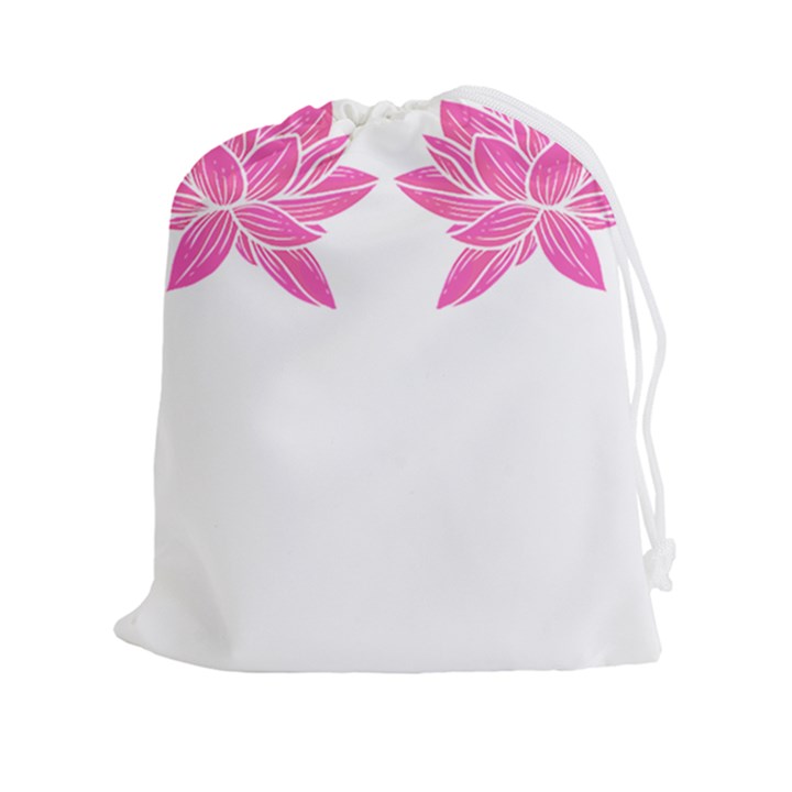 Breast Cancer T- Shirt Pink Ribbon Breast Cancer Survivor - Flowers Breast Cancer T- Shirt Drawstring Pouch (2XL)