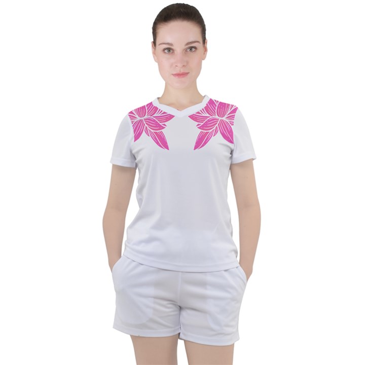 Breast Cancer T- Shirt Pink Ribbon Breast Cancer Survivor - Flowers Breast Cancer T- Shirt Women s T-Shirt and Shorts Set