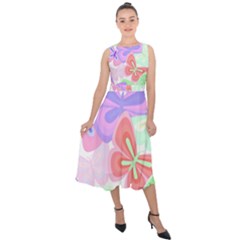 Butterflies T- Shirt Butterfly Party T- Shirt Midi Tie-back Chiffon Dress