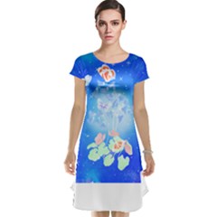 Butterflies T- Shirt Serenity Blue Floral Design With Butterflies T- Shirt Cap Sleeve Nightdress by EnriqueJohnson