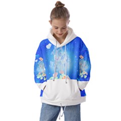 Butterflies T- Shirt Serenity Blue Floral Design With Butterflies T- Shirt Kids  Oversized Hoodie