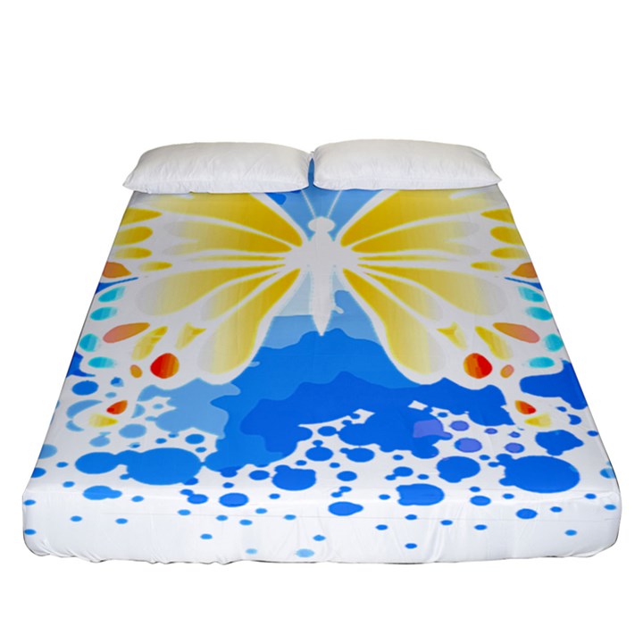 Butterfly Art T- Shirtbutterfly T- Shirt (3) Fitted Sheet (Queen Size)