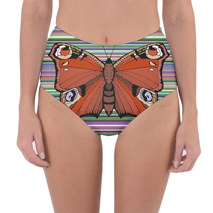 Butterfly Art T- Shirtbutterfly T- Shirt (8) Reversible High-Waist Bikini Bottoms