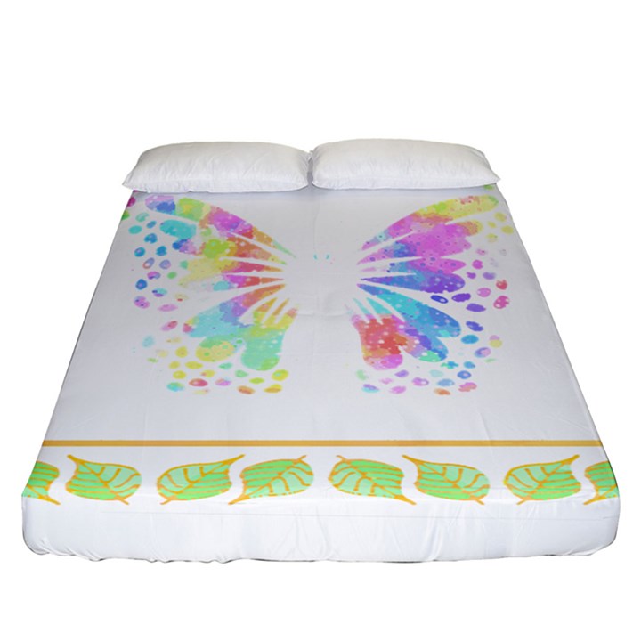 Butterfly Art T- Shirtbutterfly T- Shirt Fitted Sheet (California King Size)