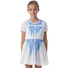 Butterfly Art T- Shirtmelting Butterfly Blue Wings Art  Design T- Shirt Kids  Short Sleeve Pinafore Style Dress by EnriqueJohnson