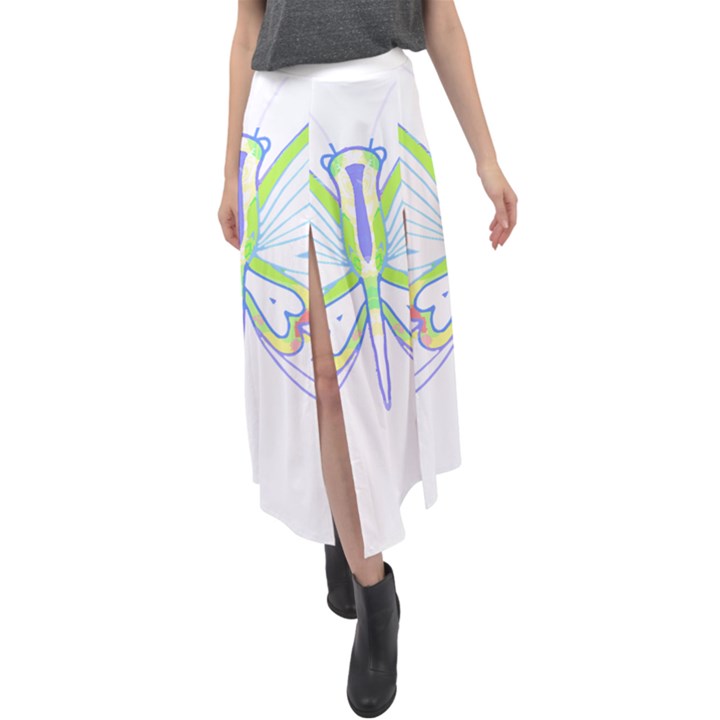 Butterfly Design T- Shirtbutterfly T- Shirt (2) Velour Split Maxi Skirt