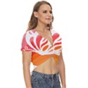 Butterfly T- Shirt Butterfly Orange Red Gradient T- Shirt Twist Front Crop Top View3