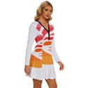 Butterfly T- Shirt Butterfly Orange Red Gradient T- Shirt Long Sleeve Deep V Mini Dress  View3