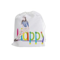 Happy Drawstring Pouch (large) by SychEva