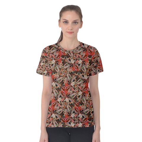 Red Blossom Harmony Pattern Design Women s Cotton T-shirt by dflcprintsclothing