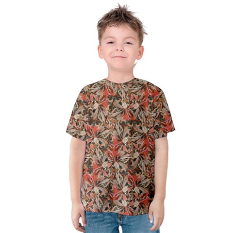 Red Blossom Harmony Pattern Design Kids  Cotton T-shirt by dflcprintsclothing