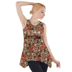 Red Blossom Harmony Pattern Design Side Drop Tank Tunic by dflcprintsclothing