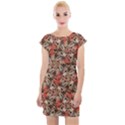 Red Blossom Harmony Pattern Design Cap Sleeve Bodycon Dress View1