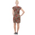 Red Blossom Harmony Pattern Design Cap Sleeve Bodycon Dress View2