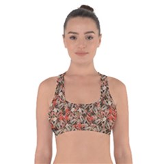 Red Blossom Harmony Pattern Design Cross Back Sports Bra by dflcprintsclothing