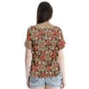 Red Blossom Harmony Pattern Design V-Neck Flutter Sleeve Top View2