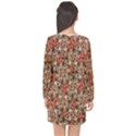 Red Blossom Harmony Pattern Design Long Sleeve Chiffon Shift Dress  View2