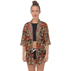 Red Blossom Harmony Pattern Design Open Front Chiffon Kimono by dflcprintsclothing