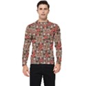 Red Blossom Harmony Pattern Design Men s Long Sleeve Rash Guard View1