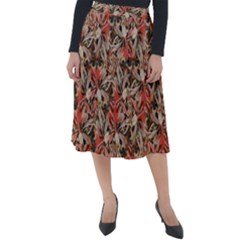 Red Blossom Harmony Pattern Design Classic Velour Midi Skirt  by dflcprintsclothing