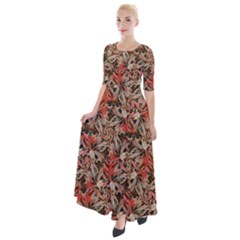 Red Blossom Harmony Pattern Design Half Sleeves Maxi Dress by dflcprintsclothing