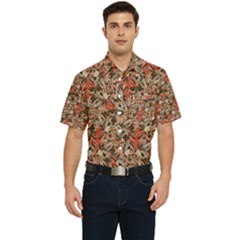 Red Blossom Harmony Pattern Design Men s Short Sleeve Pocket Shirt  by dflcprintsclothing