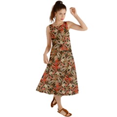 Red Blossom Harmony Pattern Design Summer Maxi Dress by dflcprintsclothing