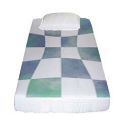 Checkerboard T- Shirt Psychedelic Watercolor Check Aqua T- Shirt Fitted Sheet (single Size) by EnriqueJohnson