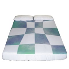 Checkerboard T- Shirt Psychedelic Watercolor Check Aqua T- Shirt Fitted Sheet (queen Size) by EnriqueJohnson