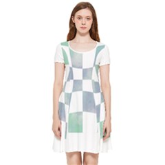 Checkerboard T- Shirt Psychedelic Watercolor Check Aqua T- Shirt Inside Out Cap Sleeve Dress by EnriqueJohnson