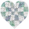 Checkerboard T- Shirt Psychedelic Watercolor Check Aqua T- Shirt Wooden Puzzle Heart View1