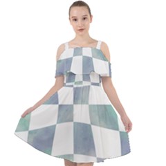 Checkerboard T- Shirt Psychedelic Watercolor Check Aqua T- Shirt Cut Out Shoulders Chiffon Dress by EnriqueJohnson