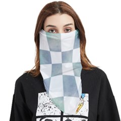 Checkerboard T- Shirt Psychedelic Watercolor Check Aqua T- Shirt Face Covering Bandana (triangle) by EnriqueJohnson